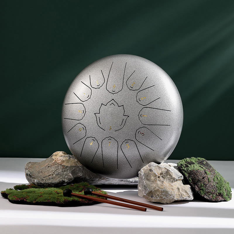 Buddha Stonesスチールタンドラム サウンドヒーリング マインドフルネス ロータスパターン ヨガドラムキット 13ノート 12インチ 打楽器