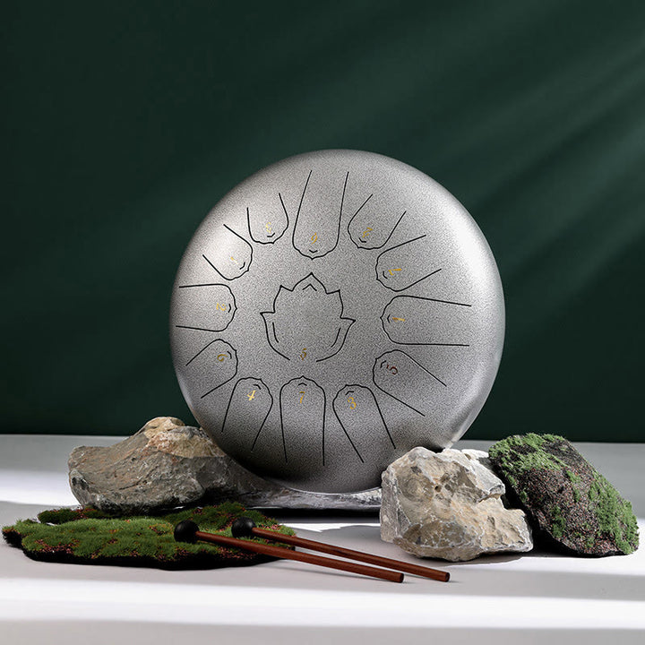 Buddha Stonesスチールタンドラム サウンドヒーリング マインドフルネス ロータスパターン ヨガドラムキット 13ノート 12インチ 打楽器
