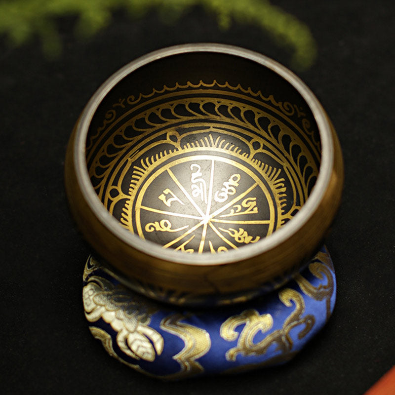 Buddha Stonesチベット瞑想サウンドボウル手作りヒーリングとマインドフルネスサポート保護シンギングボウルセット