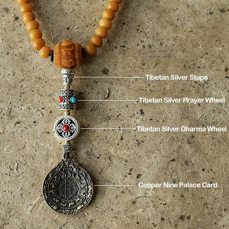 Buddha Stonesチベット 108Malaビーズ菩提樹種子八卦金剛富ブレスレット