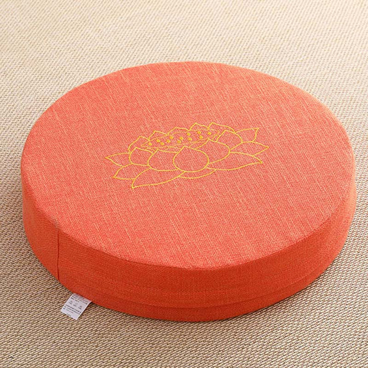 Buddha Stonesと蓮の刺繍入りコットンリネン瞑想用シートクッション