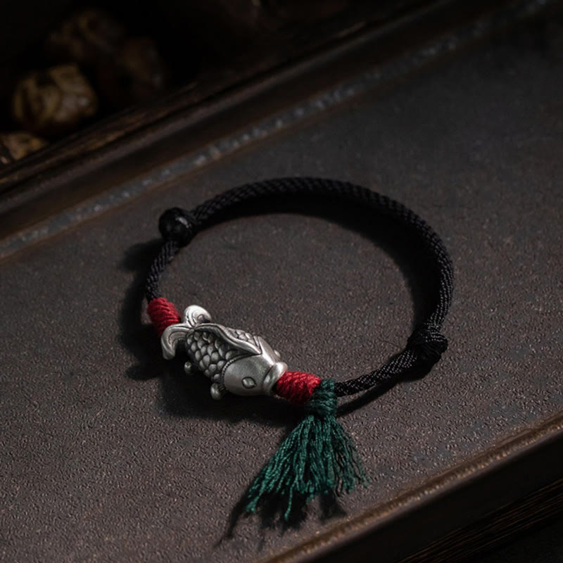 Buddha Stones925スターリングシルバー 幸運の鯉編みブレスレット