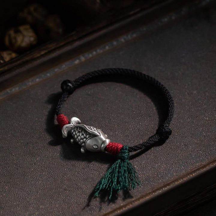 Buddha Stones925スターリングシルバー 幸運の鯉編みブレスレット