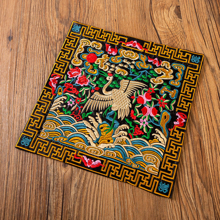 Buddha Stones鳳凰龍 麒麟刺繍 カップマットパッド ティーカップコースター カンフーティーマット