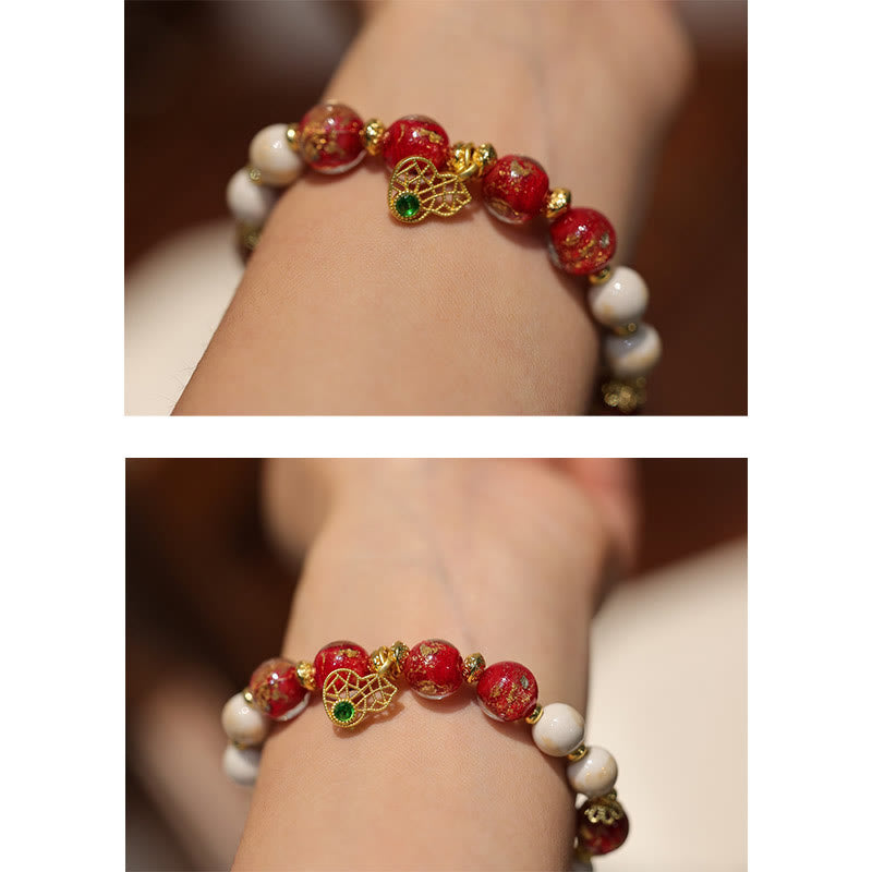 Buddha Stonesひょうたん、富の神、お守り、幸運、琉璃、ガラスビーズ、お香、灰、磁器ビーズブレスレット