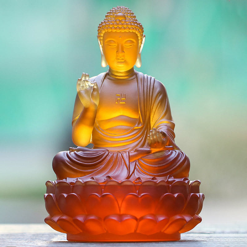 Buddha Stones手作り 釈迦牟尼仏 瑠璃水晶アート作品 慈悲の像 自宅 オフィス 供物 装飾