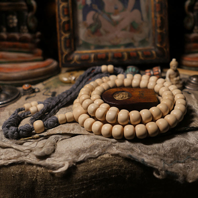 Buddha Stones108 個のMalaアベリア ビフローラ 木製 邪気払い 手首用Mala