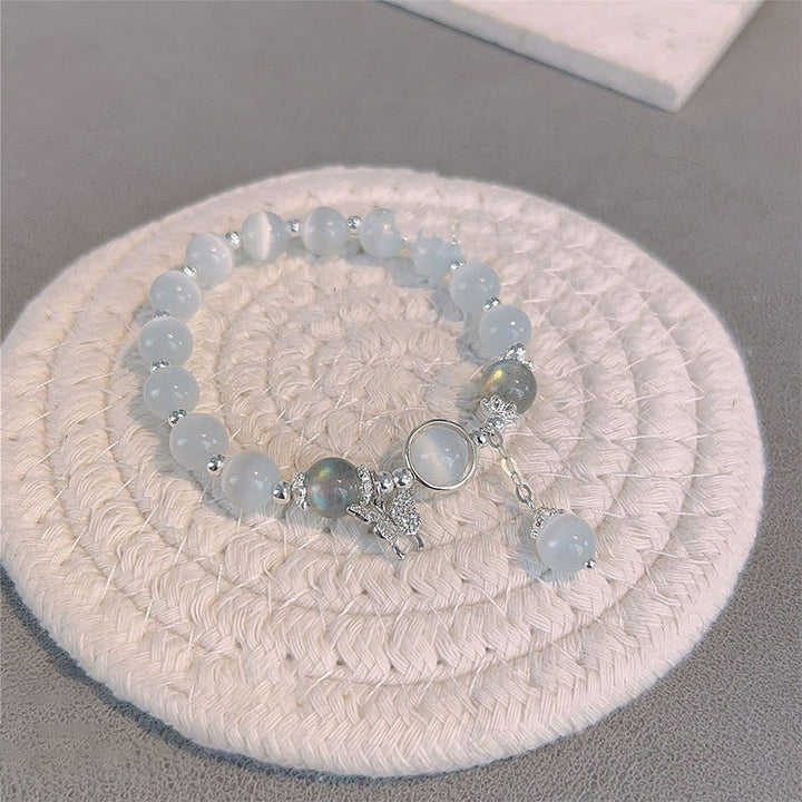 Buddha Stones ムーンストーン バタフライ＆スター チャーム ブレスレット レディース