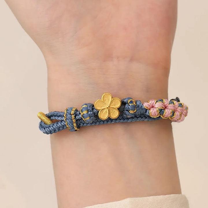 桃の花模様の富の紐ブレスレット