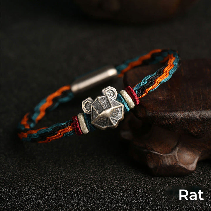 Buddha Stonesハンドメイド 999 スターリングシルバー 龍年 十二支 守護 カラフル 輪廻 結び目 ロープ ブレスレット