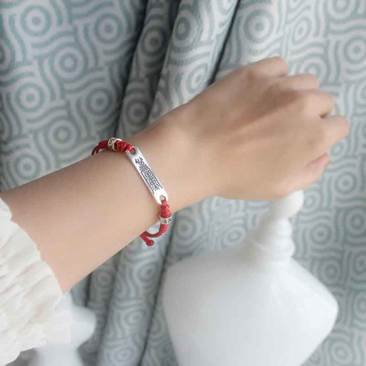 Buddha Stones925スターリングシルバー レッドストリング 幸運の力 編み込みブレスレット