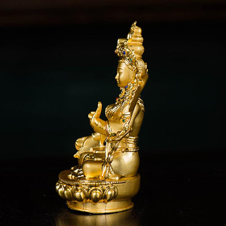 Buddha Stones菩薩白多羅菩薩希望守護金メッキ像装飾