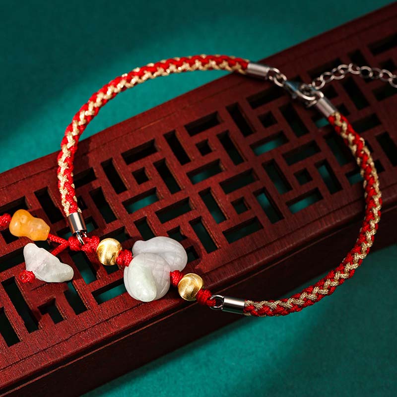 Buddha Stones中国の十二支翡翠 繁栄の赤紐のブレスレット アンクレット - スネーク（ブレスレット/アンクレットサイズ19.5+4cm） - image 9