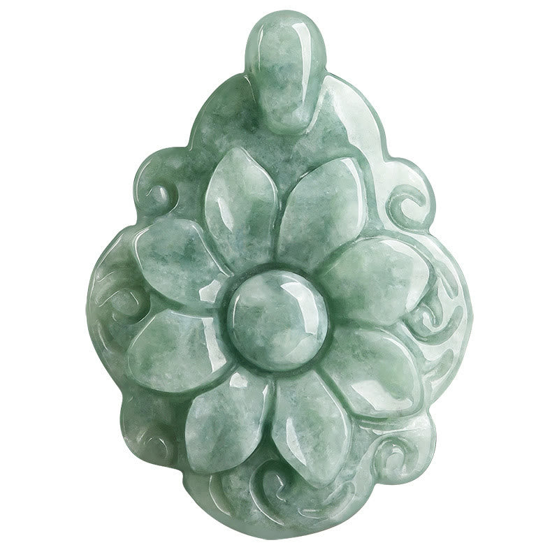 Buddha Stones天然翡翠カランコエブロスフェルディアナ花柄幸運ネックレスペンダント