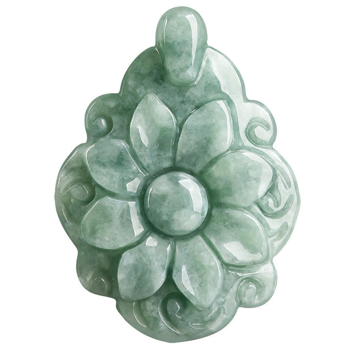 Buddha Stones天然翡翠カランコエブロスフェルディアナ花柄幸運ネックレスペンダント