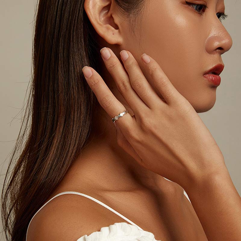 Buddha Stones925スターリングシルバー ハムサシンボル ジルコン 調節可能リング
