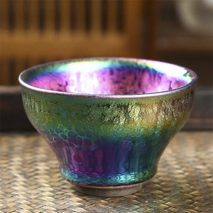 Buddha Stones手作り妖精レインボー中国Jianzhan陶器ティーカップ天目カンフーティーカップ