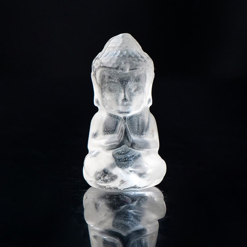 Buddha Stones各種クリスタルアメジストピンククリスタルホワイトクリスタルシトリン仏像彫刻スピリチュアルヒーリングネックレスペンダント装飾 - ホワイトクリスタル - 装飾品 1.4×2.6cm - image 9