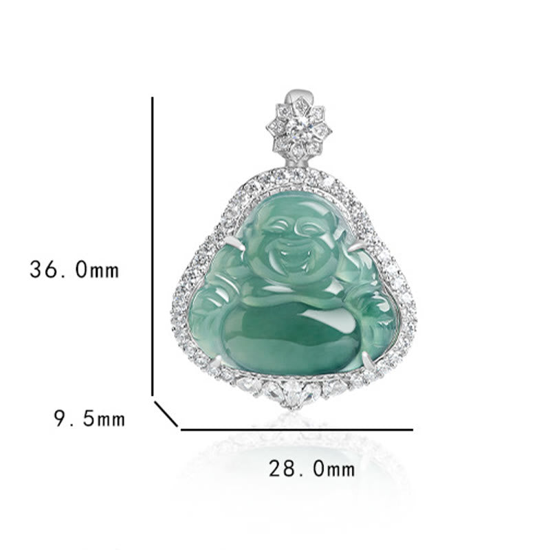Buddha Stones925スターリングシルバー 笑う仏陀 天然翡翠 幸運の豊かさ チェーンネックレスペンダント - image 9