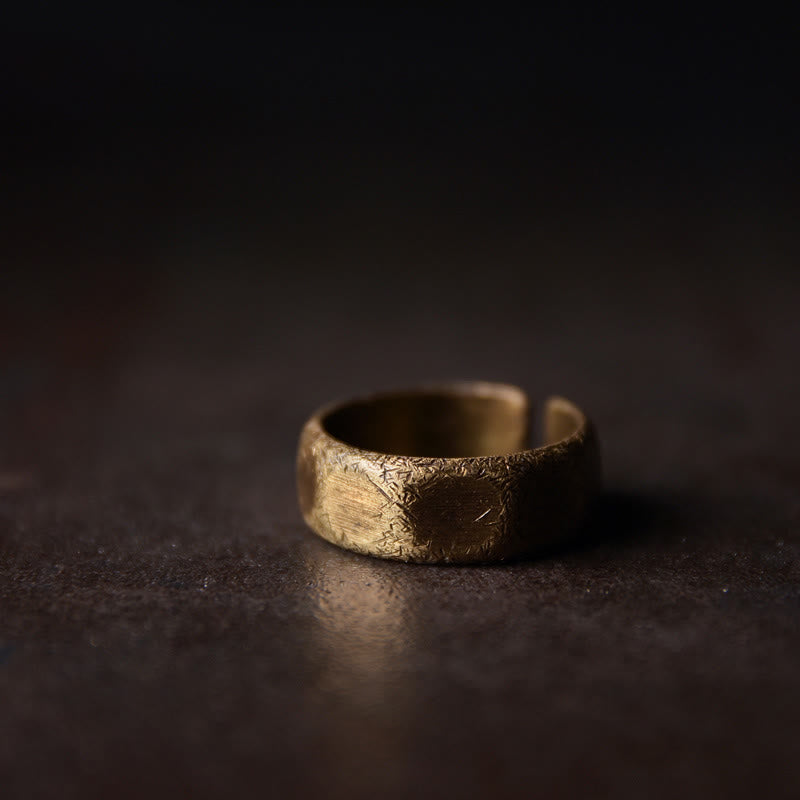 チベットのシンプルなデザインの銅真鍮製フロストウェルスリング - 6mm - 56.2mm - image 1
