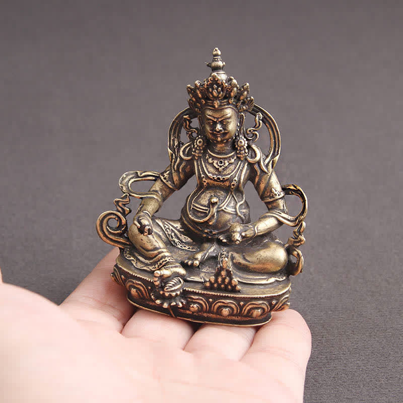Buddha Stones黄色 ジャンバラ菩薩像 静寂の銅像 装飾