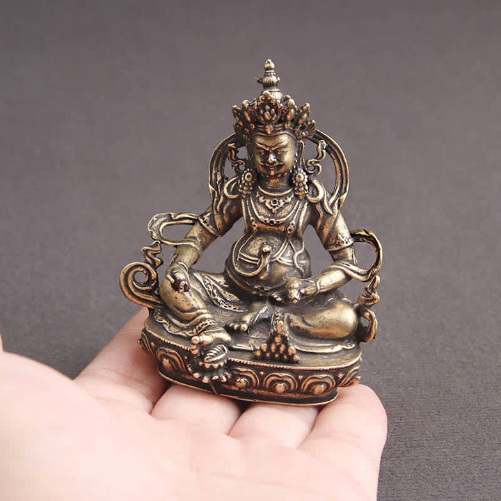 Buddha Stones黄色 ジャンバラ菩薩像 静寂の銅像 装飾