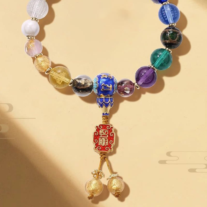 Buddha Stonesチベット カラフル 香灰 リュウリ ガラスビーズOm Mani Padme Humドルジェヴァジュラ 18ビーズ リストMala