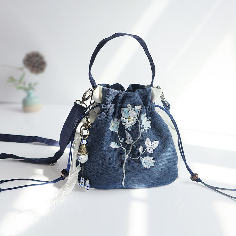 Buddha Stonesハンドメイド刺繍花キャンバストートショルダーバッグハンドバッグ