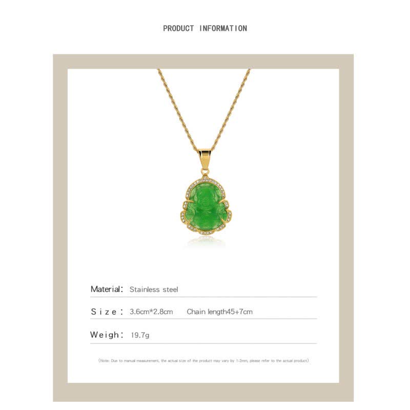 Buddha Stones18K ゴールドフィルド 笑う仏陀 翡翠 幸運のネックレスチェーンペンダント - image 7