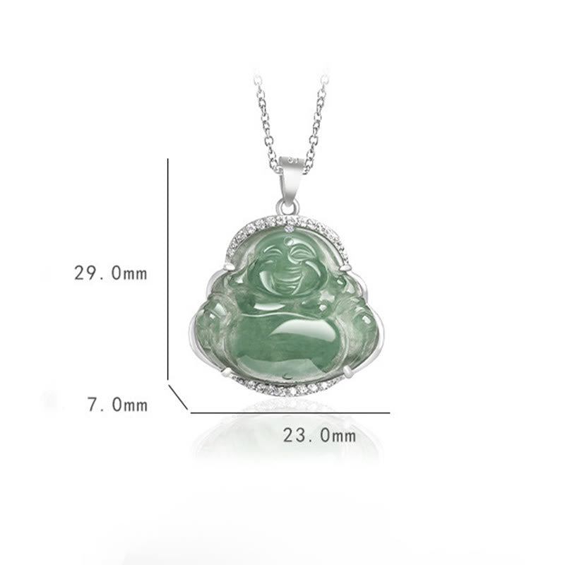 Buddha Stones925スターリングシルバー 笑う仏陀 天然翡翠 幸運 繁栄 ネックレス チェーン ペンダント - image 9