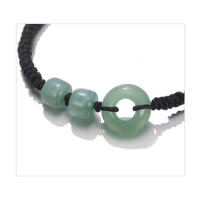 Buddha Stones2個入り グリーンアベンチュリン ホワイトジェイド 平和バックル 幸運 編み込み カップルブレスレット