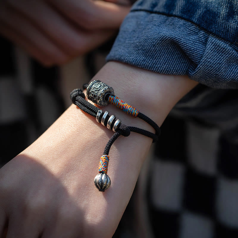 Buddha Stonesチベットのオーム・マニ・パドメ・フム彫刻お守りダブルラップブレスレット