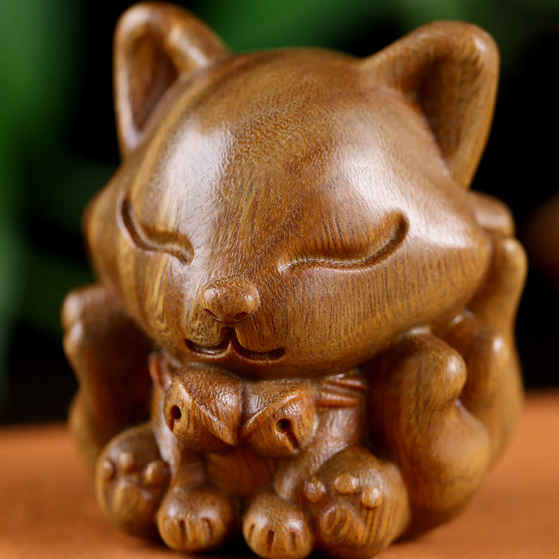 Buddha Stonesミニ九尾狐象牙実白檀緑白檀祝福装飾