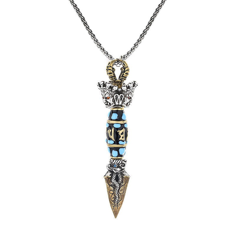 Buddha Stonesチベットオーム・マニ・パドメ・フムムジビーズ ドルジェ ヴァジュラ柄 富 回転ネックレスペンダント - image 10