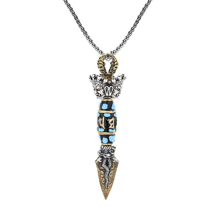 Buddha Stonesチベットオーム・マニ・パドメ・フムムジビーズ ドルジェ ヴァジュラ柄 富 回転ネックレスペンダント - image 10