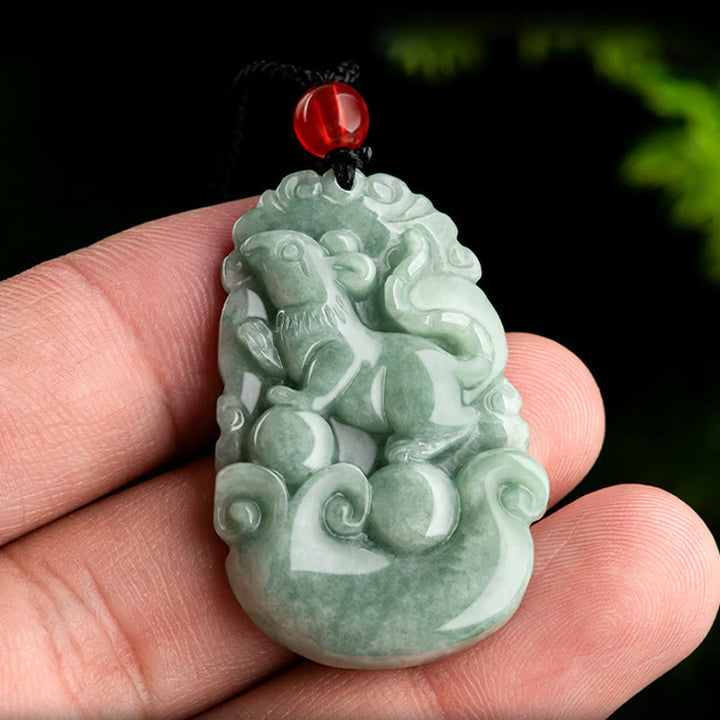 Buddha Stones天然グリーン翡翠 12星座 幸運 繁栄 ネックレス ペンダント