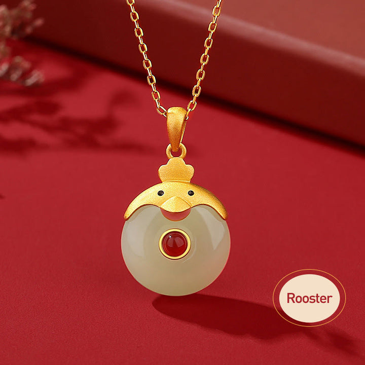 Buddha Stones925 スターリングシルバー 和田翡翠 中国十二支 龍年 赤瑪瑙 幸運の守護ネックレスペンダント