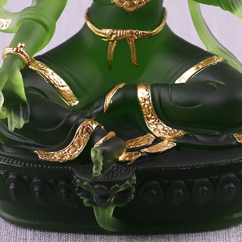 Buddha Stonesグリーンターラ ハンドメイド リュウリ クリスタル アートピース 守護 自宅 オフィス 像 装飾