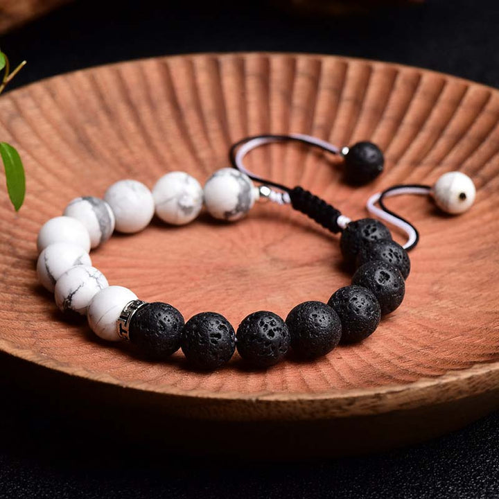 Buddha Stones陰陽 溶岩石 守護ブレスレット