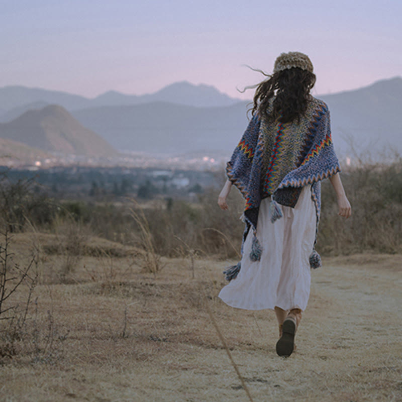 Buddha Stonesチベットショール 柔らかく暖かいニットマント 冬用チベットタッセルスカーフ - image 13