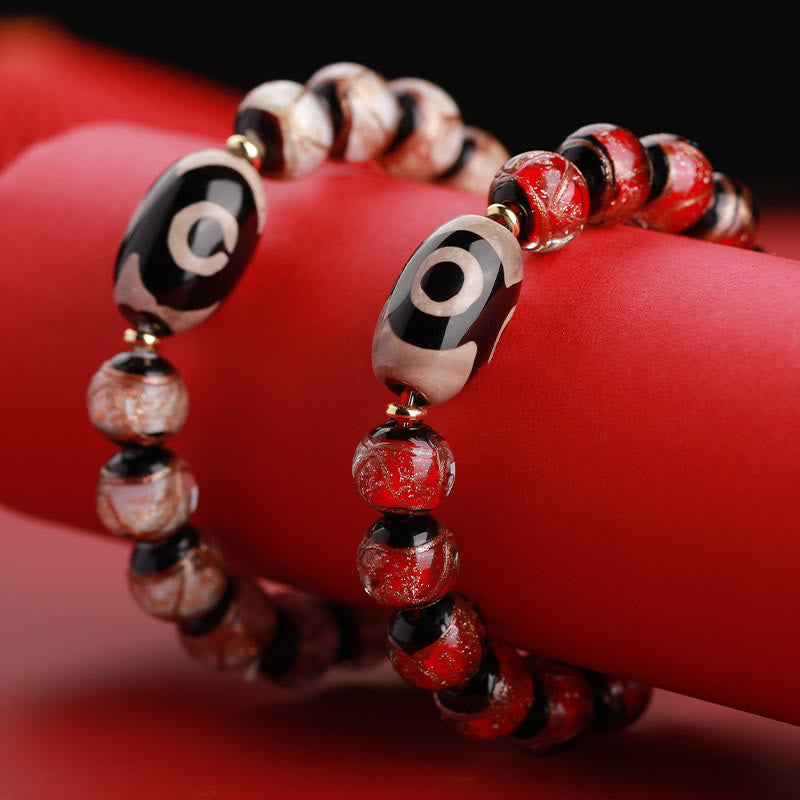 Buddha Stonesチベット九眼珠三眼珠琉璃ガラス玉富のブレスレット