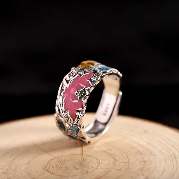 Buddha Stones925 スターリングシルバー 蓮鯉悟りのリング