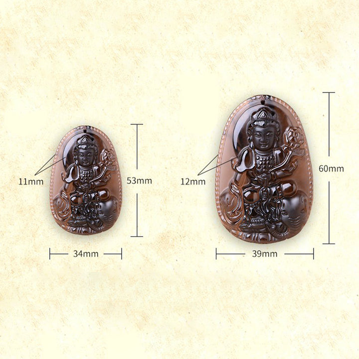 Buddha Stones、十二支、黒曜石のお守りネックレス