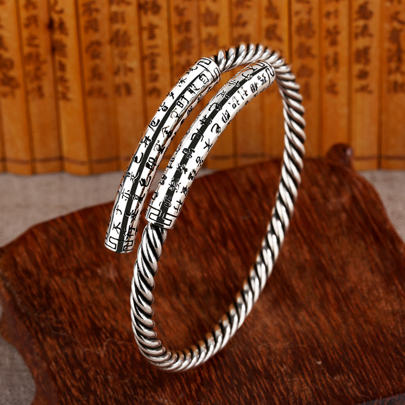 Buddha Stonesレトロ 般若心経 ツイストデザイン パターン バランスブレスレット バングル