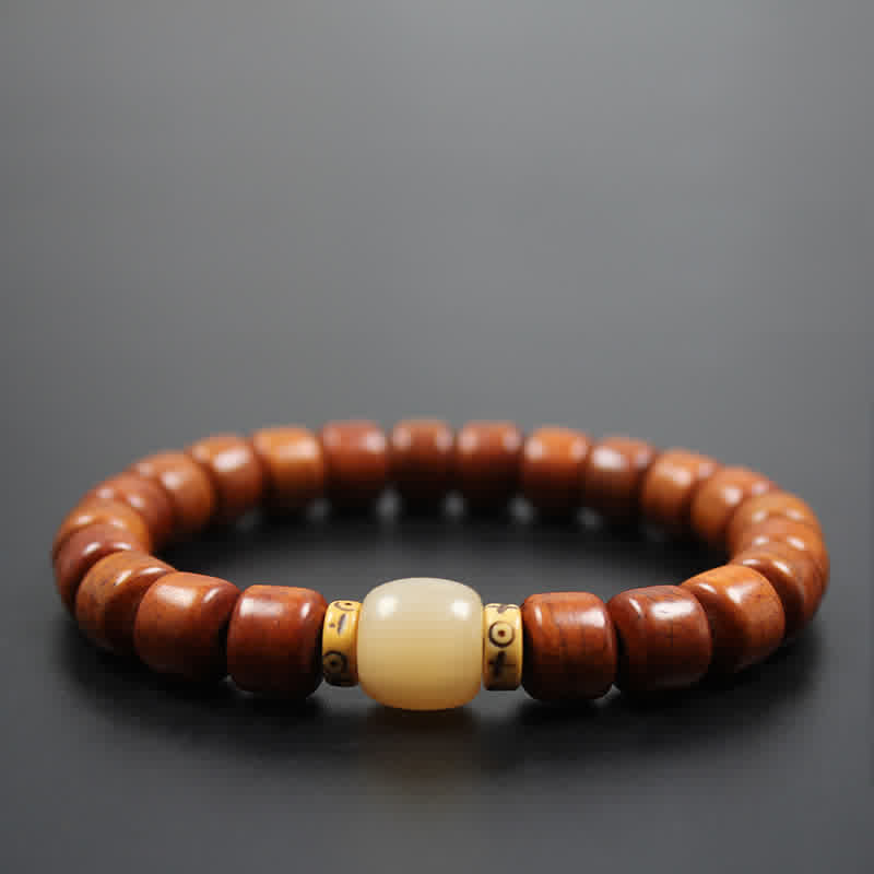 Buddha Stonesチベット骨ビーズオーム・マニ・パドメ・フム強さブレスレット