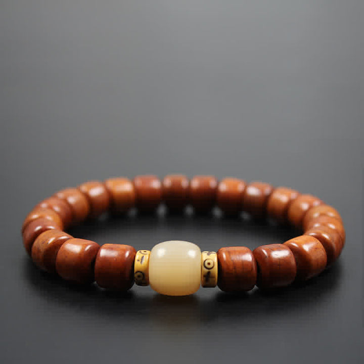 Buddha Stonesチベット骨ビーズオーム・マニ・パドメ・フム強さブレスレット