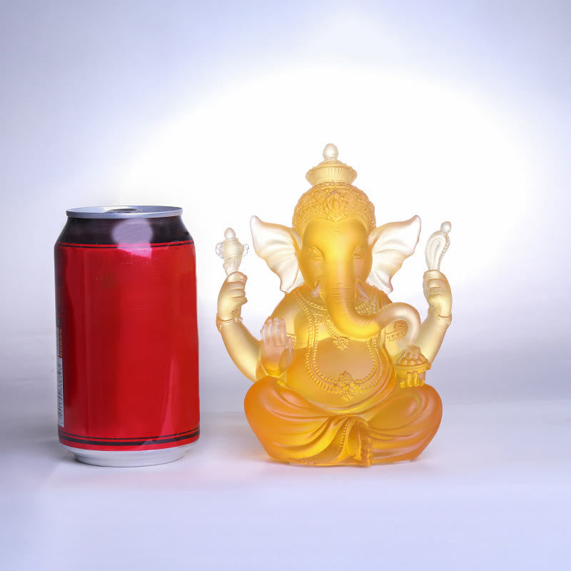 Buddha Stones手作り ガネーシャ ガンパティ 象の置物 リュウリ クリスタル アートピース 守護像 家の装飾