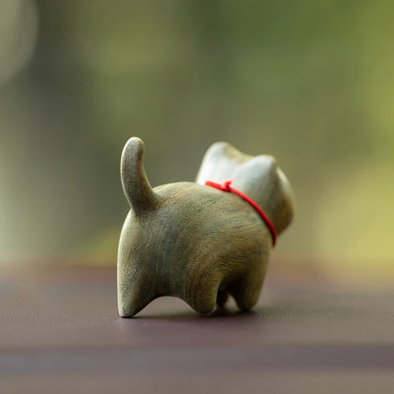 Buddha Stones緑白檀小葉紫檀かわいい猫の動物 心を落ち着かせる平和の装飾 - image 4