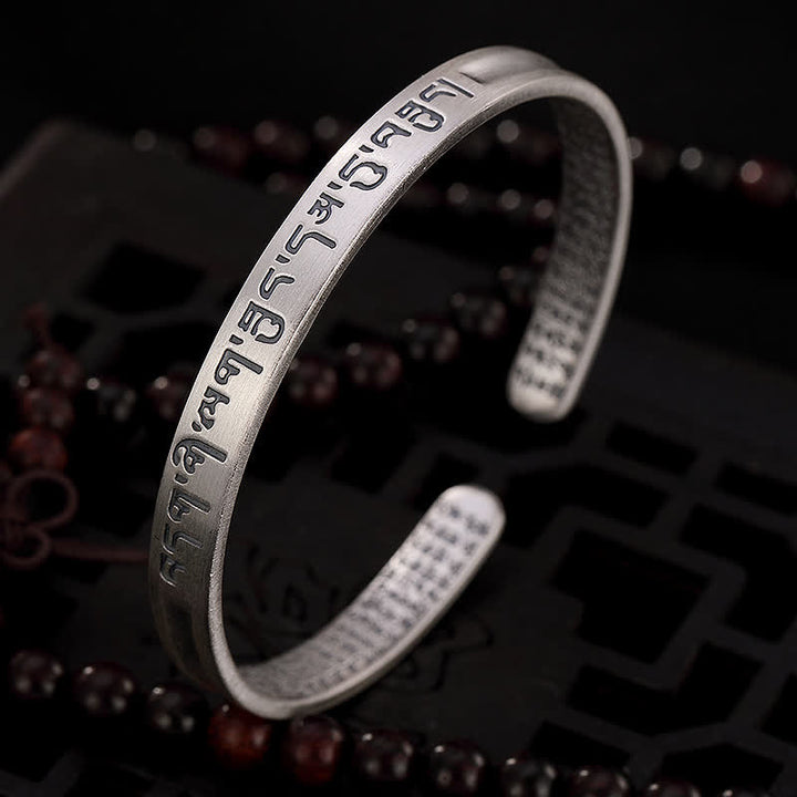 Buddha Stones999スターリングシルバー 六芒般若心経守護ブレスレットバングル