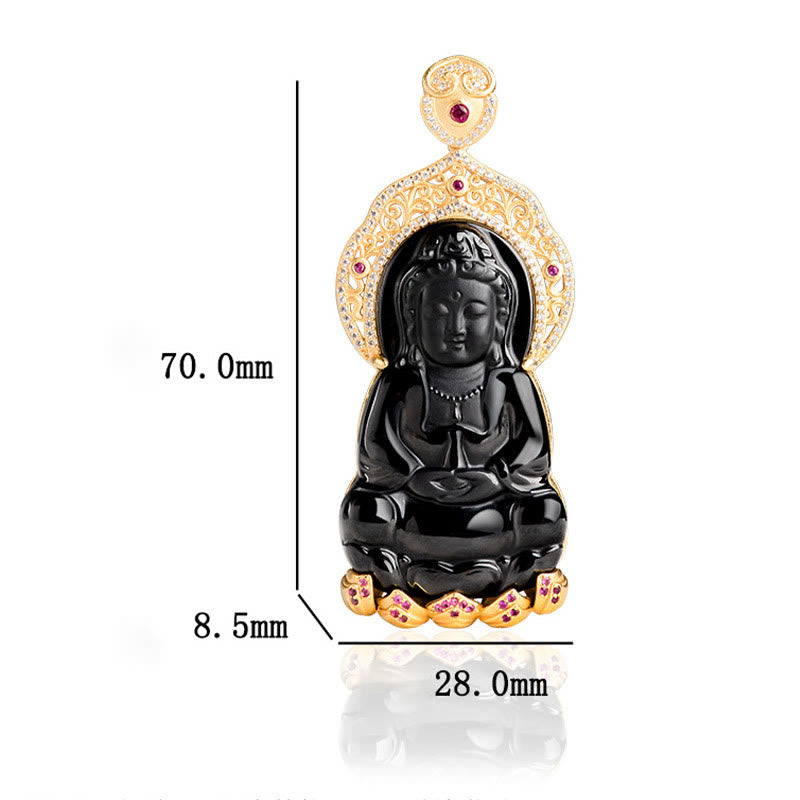 Buddha Stones925スターリングシルバー 天然黒翡翠 観音菩薩 富のネックレスペンダント - image 10